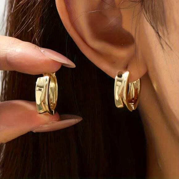 14K Gold Womens Small Rippled Hoop Earrings Ladies New 14 K Silver Hoops Jewelry